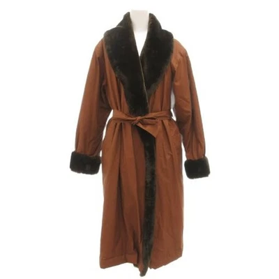 Vestido Abrigo de Piel Yves Saint Laurent Mujer S Vintage Cinturón Largo Sin Botones Espalda Cuadros Foto 1 de 4