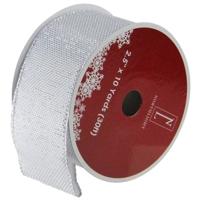 Northlight 12 Simply Gray Burlap Wired Christmas Ribbon Spools - 2.5" - Image 1 of 3