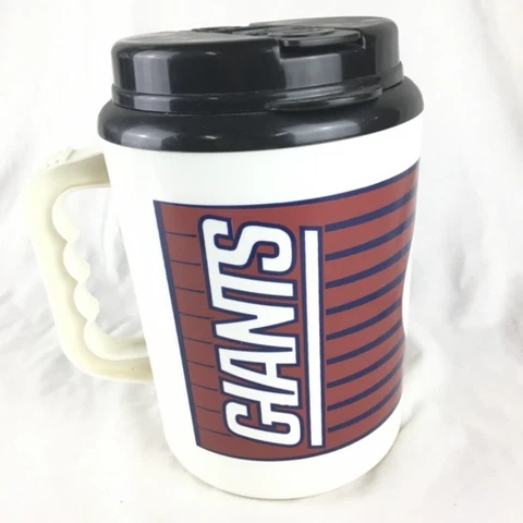 NY Giants Vintage Mug Jumbo Tanker Plastic Thermal Cup BETRAS U.S.A. 34 OZ. Big Cover