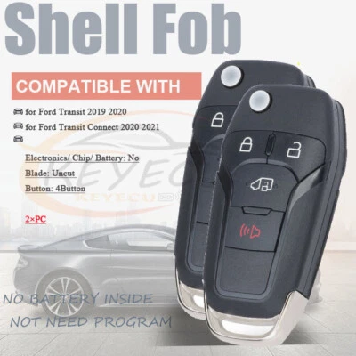 2for Ford Transit Connect 2019-2021 Flip Key Keyless Remote Shell Fob N5F-A08TAA - Image 1 of 4