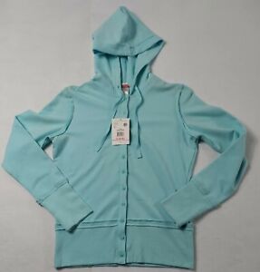 NEW DANSKIN NOW Yoga Fitness Jacket with Hood Organic Cotton Blue Small *Read*