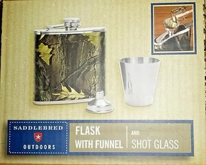 Saddlebred Outdoors 5 oz Stainless Steel Flask Set With Funnel and Shot Glass - Picture 1 of 2