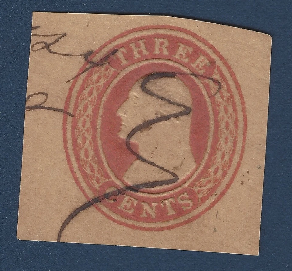 EARLY 3C WASHINGTON CUT CORNER CUT SQUARE HAND CANCEL, THREE CENTS - Image 1 of 1