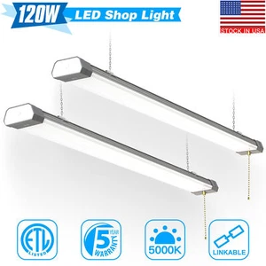 2 Pack 120W LED Shop Light Linkable Garage Office Warehouse Ceiling Lights 1.1M - Picture 1 of 12