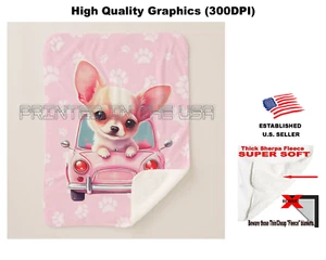 Bebé Chihuahua Cachorro Rosa Coche Niña Niños Sherpa Vellón Manta - Imagen 1 de 6