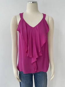Shoshanna Hot Pink Ruffle Front Racerback Silk Tank Camisole Size 8 - Picture 1 of 8