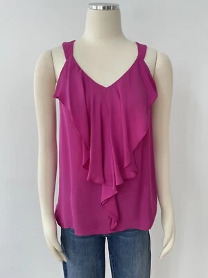 Shoshanna Hot Pink Ruffle Front Racerback Silk Tank Camisole Size 8 - Image 1 of 4
