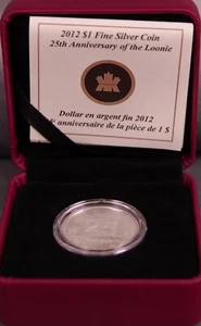2012 $1 Fine Silver Coin, 25th Anniversary of the Loonie - Picture 1 of 3