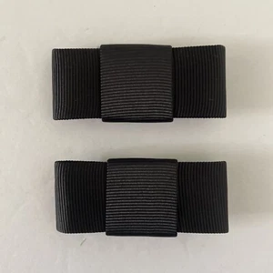 Vintage Black Grosgrain Ribbon Bow Tie Shoe Clips - Picture 1 of 2
