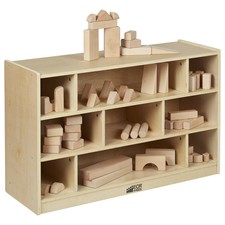 New Ecr4Kids Birch 9-Compartment Hardwood Block Storage Cart, 24" x 36", Natural