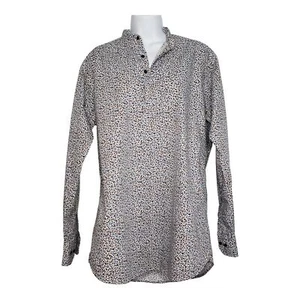RedHead Micro Sunflower Popover Henley Top Blouse Long Sleeve Band Collar Sz XL - Picture 1 of 12