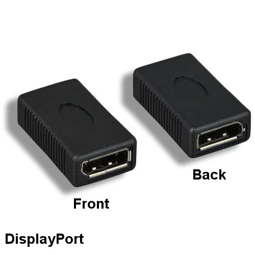 Black DisplayPort Female to Female Coupler Plug and Play Gender Changer Adapter - Image 1 of 1