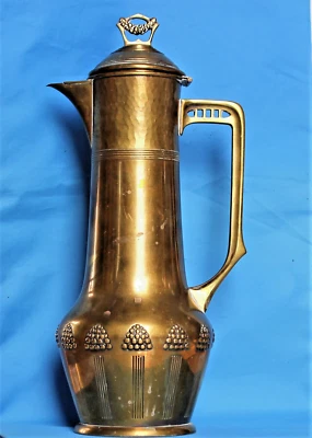 antiker WMF Straußenmarke Messing Wein Krug Karaffe Kanne Jugendstil / Art Deko - Bild 1 von 4