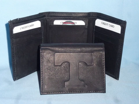 TENNESSEE VOLUNTEERS    Leather TriFold Wallet    NEW    black 3  m1 Cover