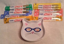 Cat Head Shaped Food Dish & 10 Packs Treats-Exp. 12/21