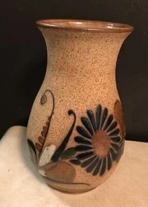"Florero Tonala México pintado a mano arte popular cerámica floral arenisca floral 6""x4""" - Imagen 1 de 8