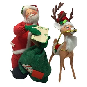 2 Large 14" Vintage Annalee Santa 1971 & Christmas Reindeer 2008 2410004 - Picture 1 of 16