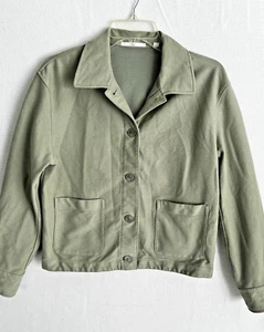 Uniqlo Shacket Light Sage Green Button Up Chore Overshirt Jacket Shirt Size XS - Picture 1 of 8