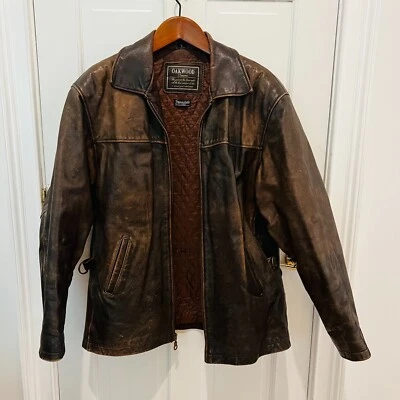 Chaqueta de cuero clásica vintage de madera de roble envejecida para hombre grande estilo Johnny Depp Foto 1 de 4