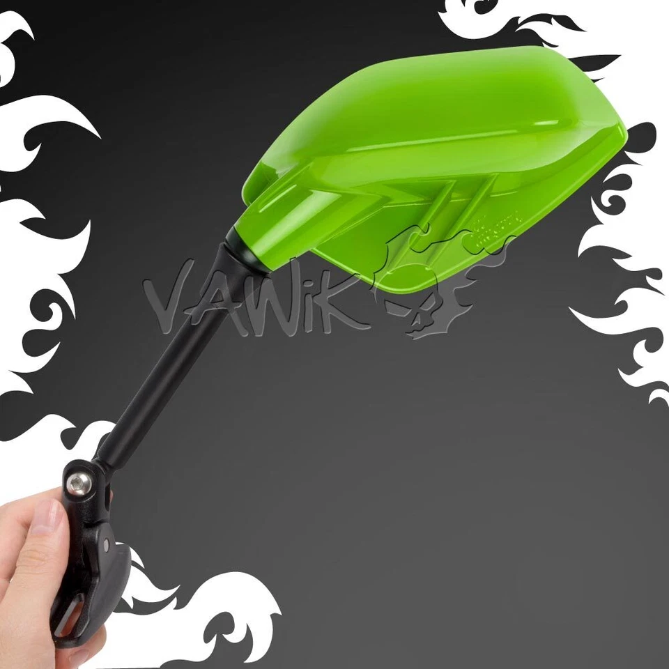 Fin- rear mirrors green sporty look ABS convex fits fairing - Изображение 1 из 4