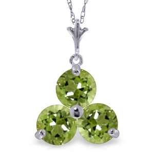 0.75 CTW 14K Solid White gold fine Hand In Hand Peridot Necklace 16-24" - Picture 1 of 6