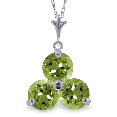 0.75 CTW 14K Solid White gold fine Hand In Hand Peridot Necklace 16-24" - Image 1 of 4