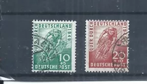 Germany stamps. 1949 Trans German Cycle Race used SG A146 & A147 CV £35 (AQ134) - Picture 1 of 2