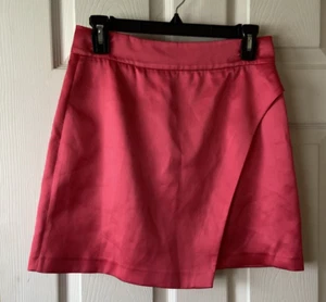 NWT! Hot Pink ZARA Wrap Style Front SATIN MINI SKIRT ~ Size MEDIUM - Picture 1 of 4