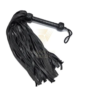 Premium schwarz echtes Rindsleder Auspeitscher 80 Stürze geflochtener Griff Peitsche - Bild 1 von 3