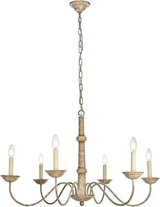 New LIVING DISTRICT LD6007D40WD Merritt 6 Light 40" Chandelier Weathered Dove - Picture 1 of 7