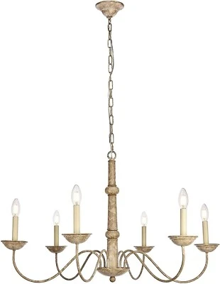 New LIVING DISTRICT LD6007D40WD Merritt 6 Light 40" Chandelier Weathered Dove - Image 1 of 4