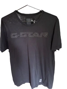 G STAR Black embroidered Distressed T-shirt black Super Rare Xxxl, Fits Like XL - Picture 1 of 6