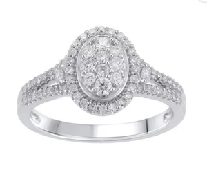 Brilliance Fine Jewelry Sterling Silver 1/2 CT Lab Grown Diamond Engagement Ring - Picture 1 of 7