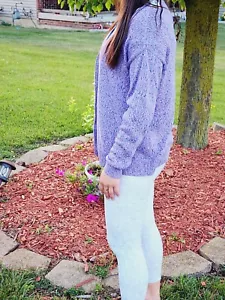 Candace Cameron Bure Sweater Womens Size Small Cardigan Purple Button Front Soft - Picture 1 of 8