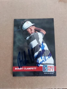 Tarjeta de golf automática Bobby Clampett 1992 PRO SET pga autógrafo firmado a mano - Imagen 1 de 2