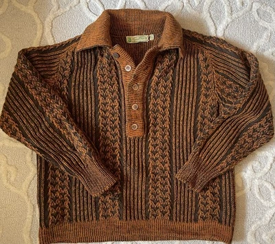 Suéter Pullover Vintage Años 60 Gino Paoli Italiano Tejido Lana Cuello Medio Botón Foto 1 de 4
