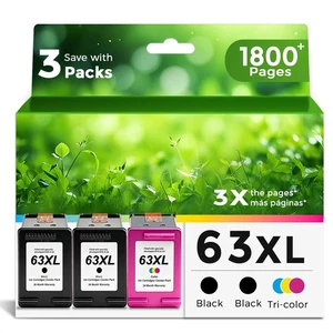 63XL Ink Cartridges Replacement for HP 63 XL (2 Black 1 Color Combo 3-Pack) F... - Bild 1 von 9