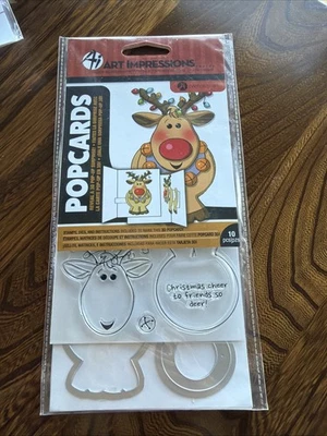 Art Impressions PopCards驯鹿邮票和模具套装圣诞节3D互动 — 第 1/3 张图片