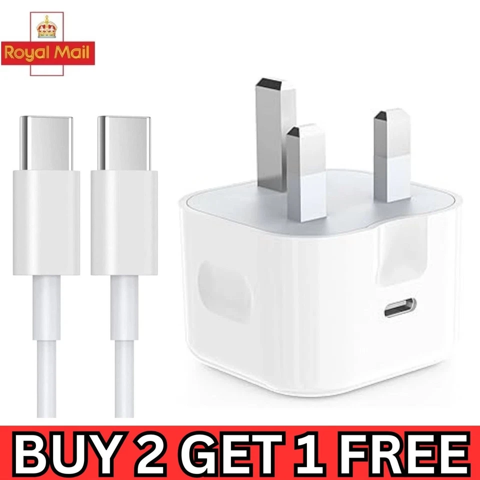 20W PD Fast Charger for Apple iPad 11th Gen 2025 A16 USB-C Plug & Cable/lead - Image 1 of 4