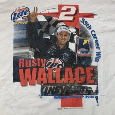 VTG Chase Rusty Wallace Nascar T-Shirt Double-Sided 2004 55th Win Miller Lite M - Image 1 of 4