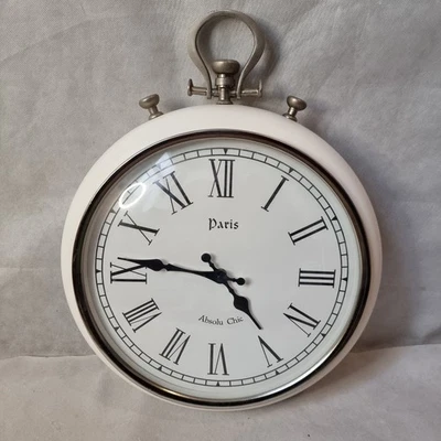 Metal / Glass PARIS Absolu Chic White Round Clock / 15 Inches - Image 1 of 4