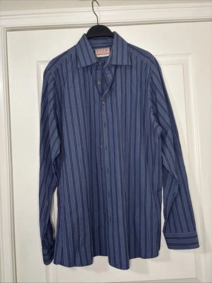 Thomas Pink Jermyn Street London Men’s Dress Shirt 16.5 Blue & Black Stripes - Image 1 of 4