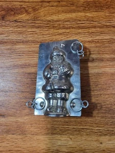 Vintage Santa Claus Belsnickle w Bag Christmas Metal Tin Chocolate Candy Mold - Picture 1 of 3
