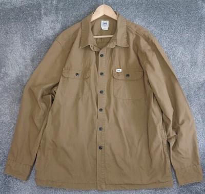 Camisa Lee Workwear Para Hombre Grande Marrón Manga Larga Bolsillos Laterales Foto 1 de 4