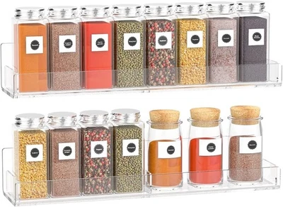 Suporte de parede acrílico para especiarias, prateleiras suspensas para temperos, cozinha - Imagem 1 de 4