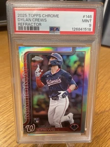 2025 Topps Chrome Dylan Crews Refractor (RC) #146 Nationals PSA 9 - Imagen 1 de 2
