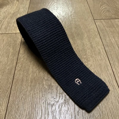 Corbata Etienne Aigner 100 % algodón Lisle azul marino arrugada tejido extremo cuadrado ajustada ~ 52x2" Foto 1 de 4