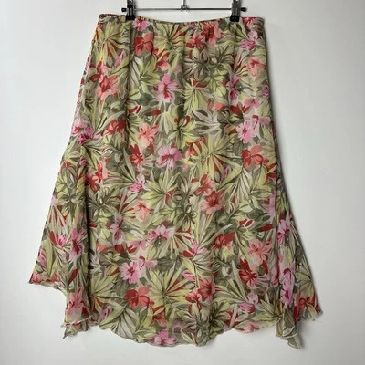 复古 Sag Harbor Midi 裙飘动花卉不对称小屋仙女垃圾 Y2K 12P — 第 1/4 张图片