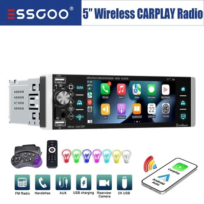 Autoradio 1 DIN 5" con pantalla IPS CarPlay Android Auto Bluetooth USB AUX SD - Imagen 1 de 4