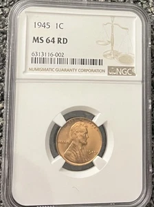 1945 Lincoln Wheat Penny NGC MS-64 RD - Picture 1 of 2